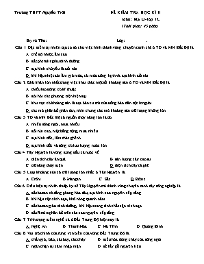 Đề kiểm tra học kỳ II môn Địa lý Lớp 12 - Trường THPT Nguyễn Trãi